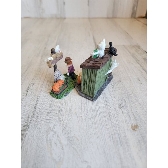 Halloween ghost boy newsstand trick or treat pumpkin set Village accessory - Picture 6 of 6